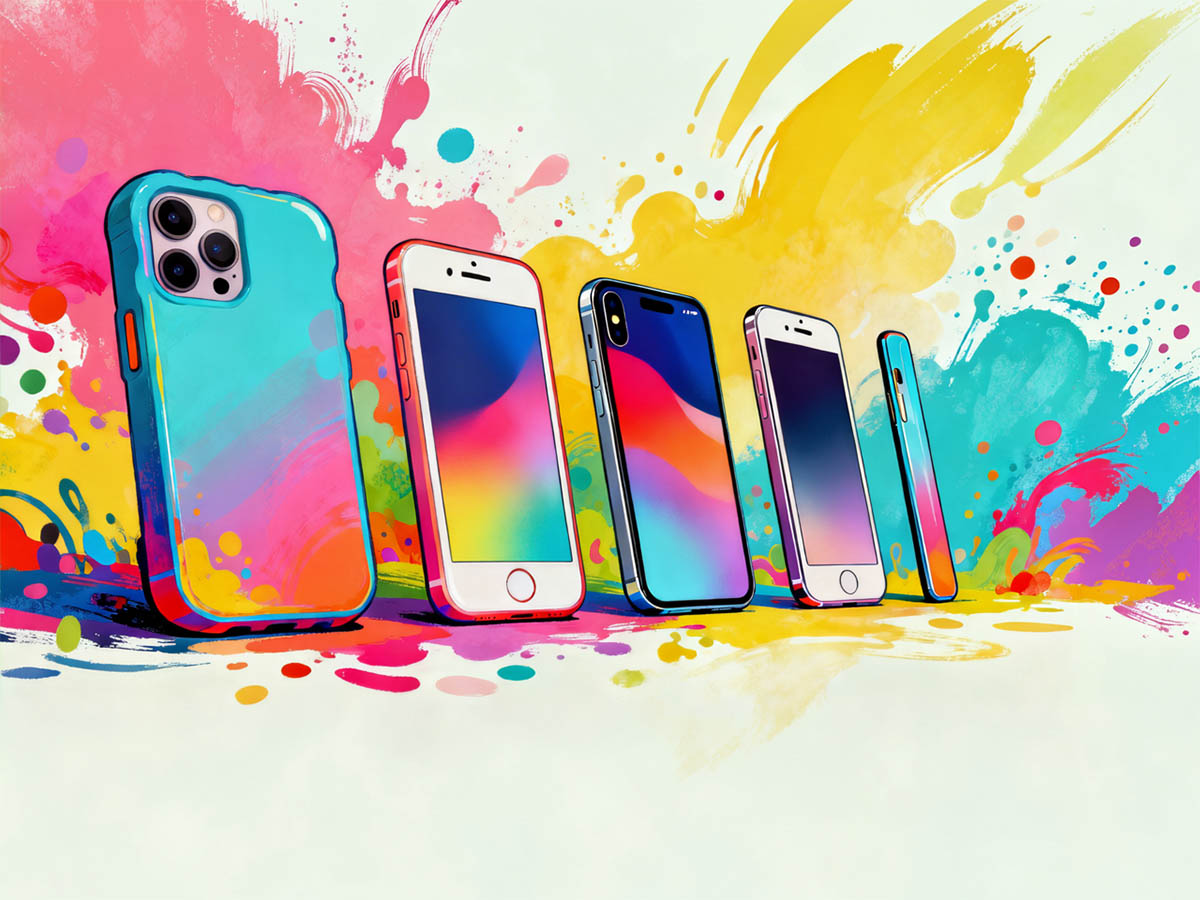 Forskellige iPhone-generationer vist i en redaktionel sammenligning med fokus på pris, modelvalg og værdi over tid