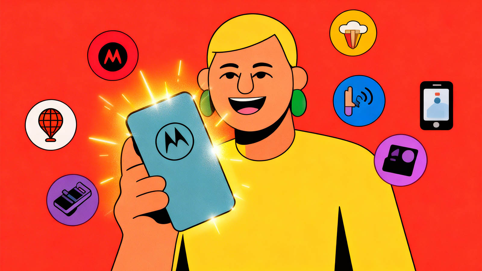 Motorola mobil i moderne hero-billede med fokus p&aring; value, design og daglig brug