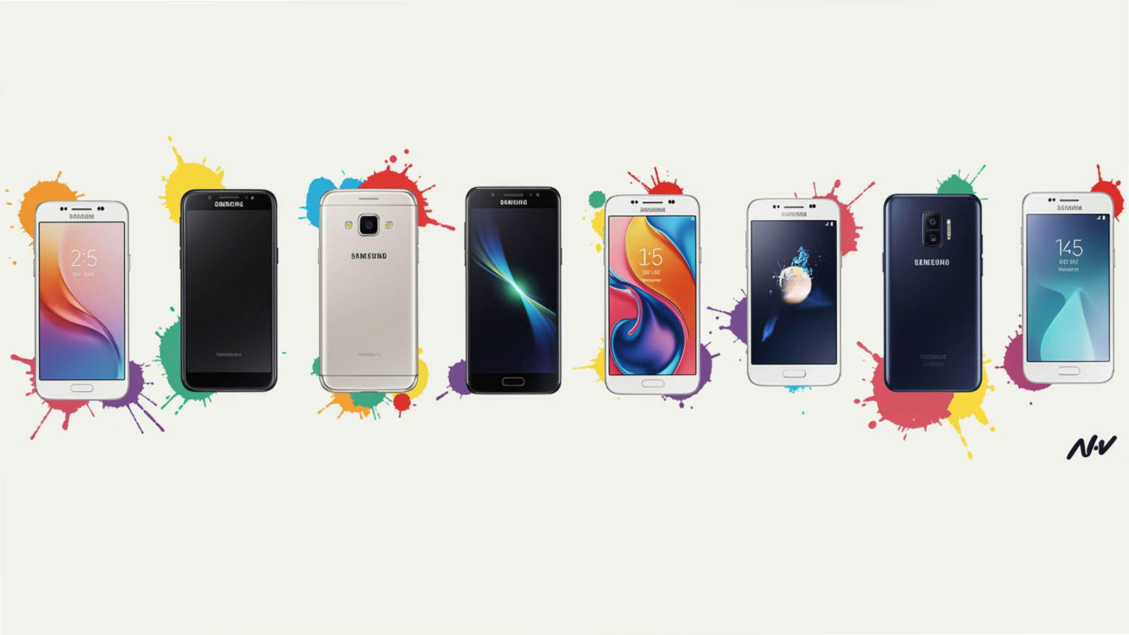 Flere Samsung Galaxy-mobiler i forskellige serier vist i en redaktionel sammenligningssituation med fokus p&aring; v&aelig;rdi for pengene