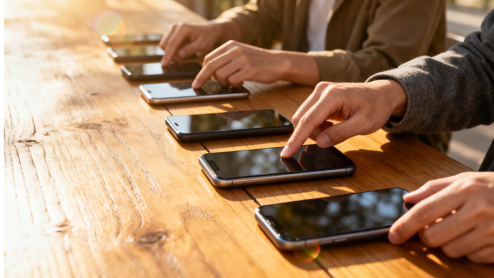 Prisvenlige smartphones vist i en ren og overskuelig komposition med fokus p&aring; k&oslash;b uden abonnement og value for money