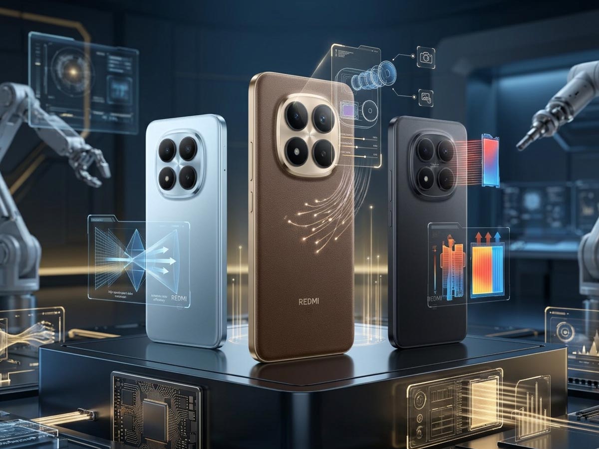 Redmi Note 15 serien med flere modeller side om side