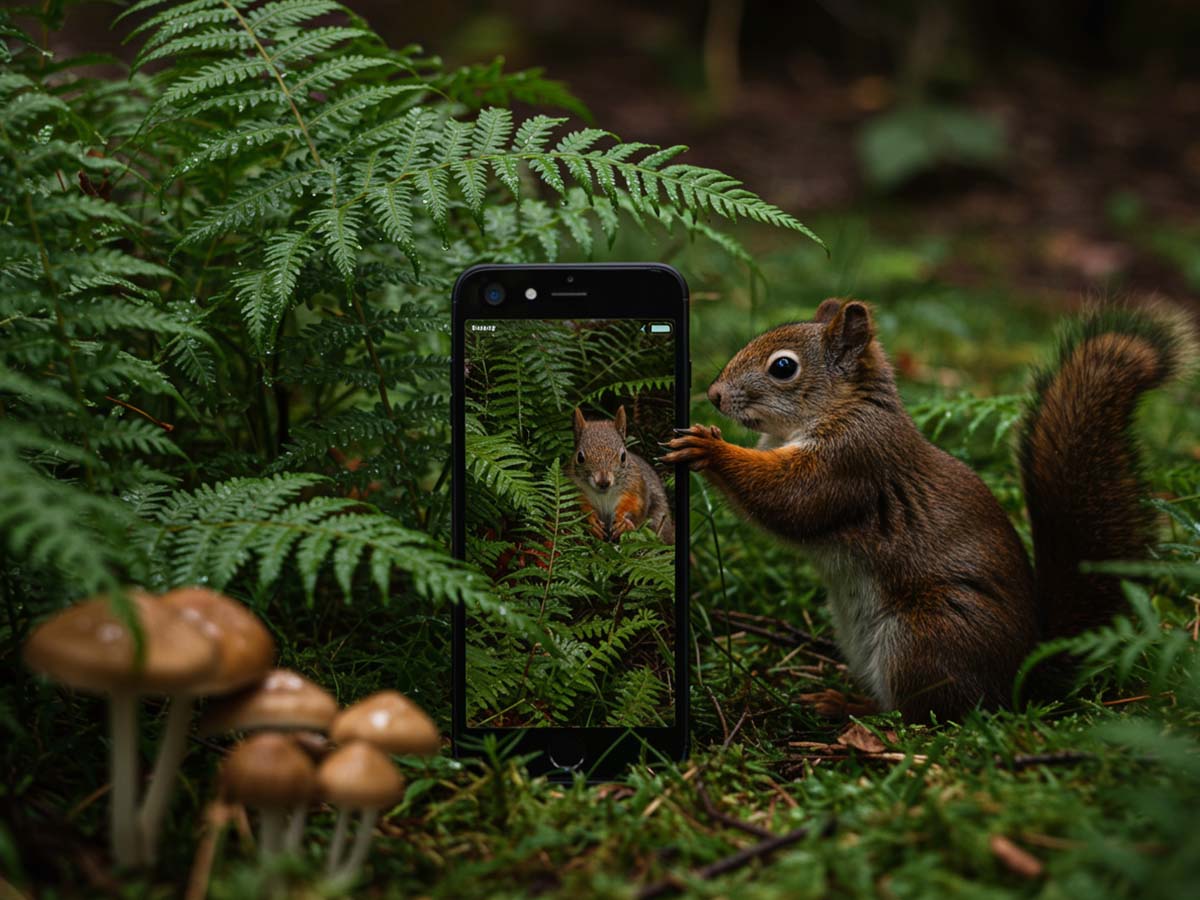 Person der bruger smartphone sammen med smartwatch og tr&aring;dl&oslash;se h&oslash;retelefoner