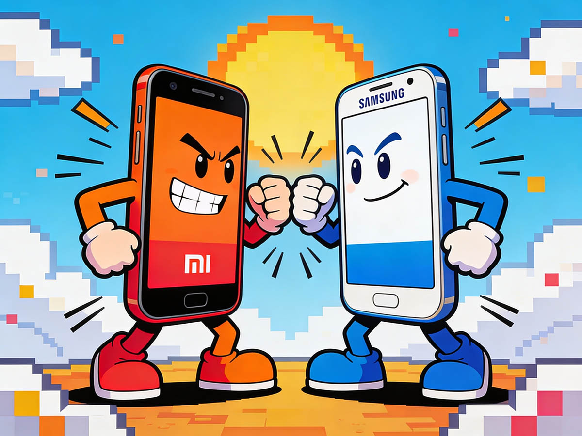 Xiaomi og Samsung mobil sammenlignet side om side