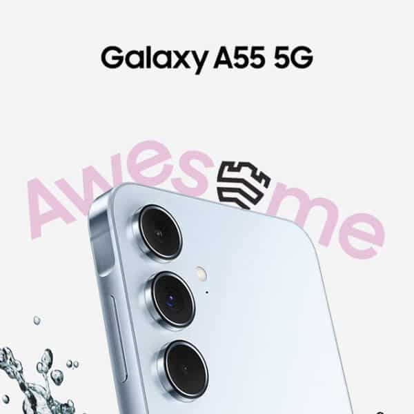 Samsung Galaxy A55 Awesome Iceblue ad